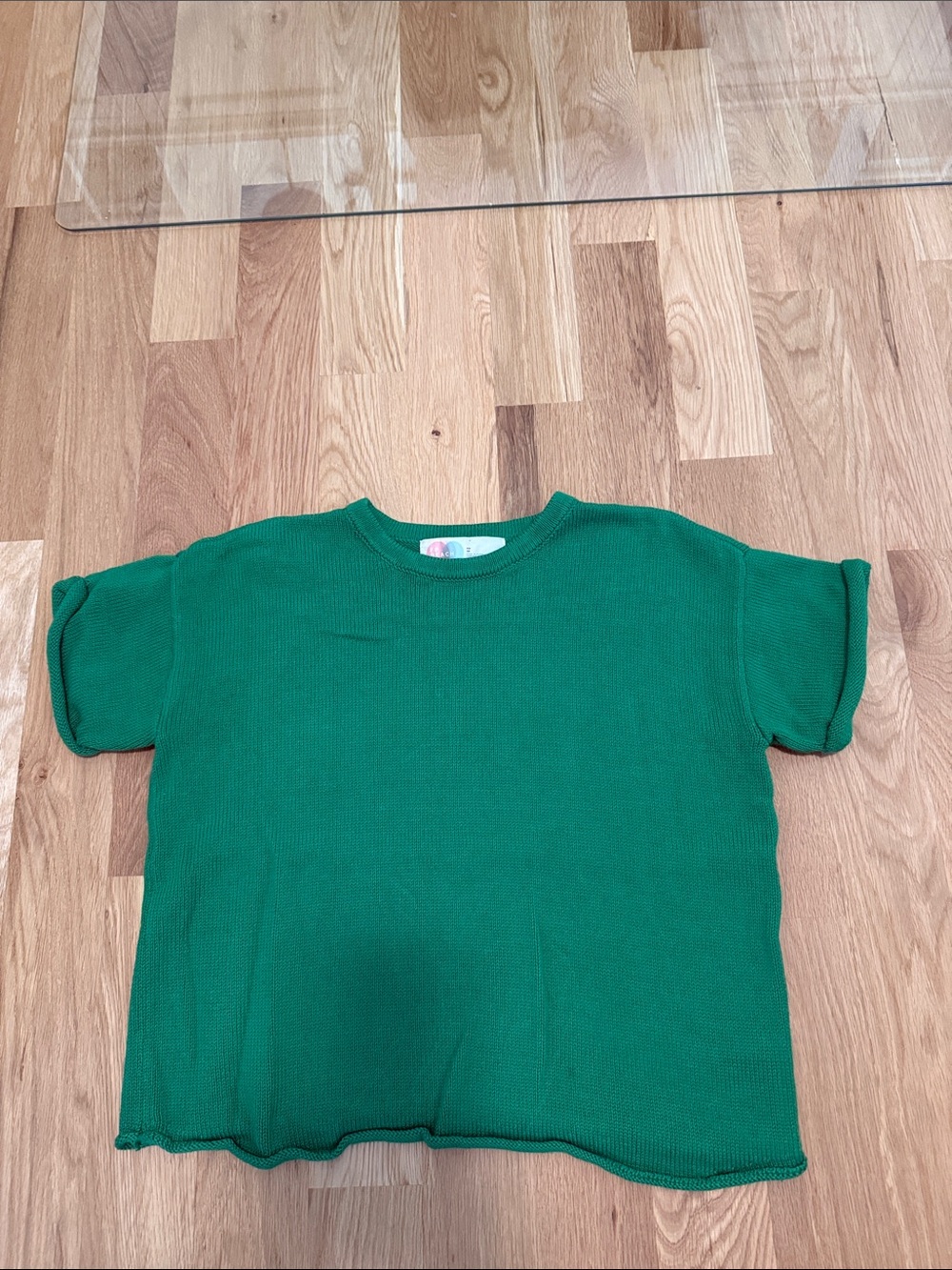 Kids Short Sleeve Green Knit Tee